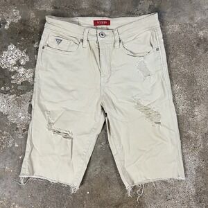 Guess‎ Jean Shorts Size 29 Beige Light Wash Distressed Casual Wear